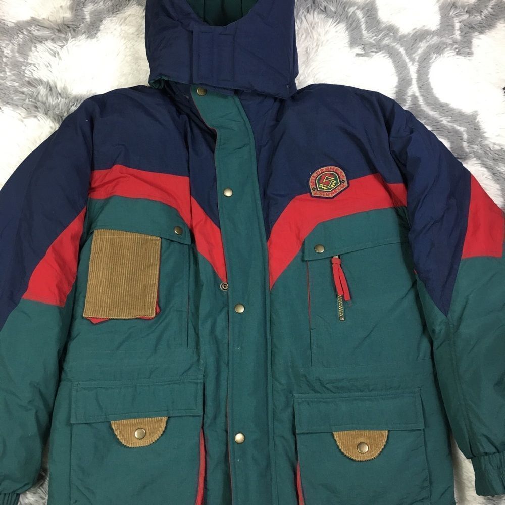 Wilderness by Jonathan Stone Kids XLGreen Red Blue Down Jacket Size Medium Mens